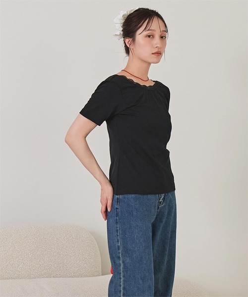 miette(ミエット)の「レース付きバックオープントップス(Tシャツ/カットソー・レディース・杢グレー/ブラック/オフホワイト・FREE)」の13枚目の写真
