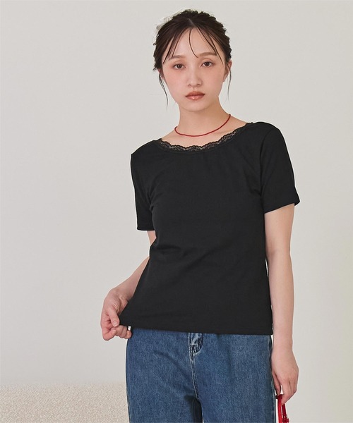 miette(ミエット)の「レース付きバックオープントップス(Tシャツ/カットソー・レディース・杢グレー/ブラック/オフホワイト・FREE)」の14枚目の写真