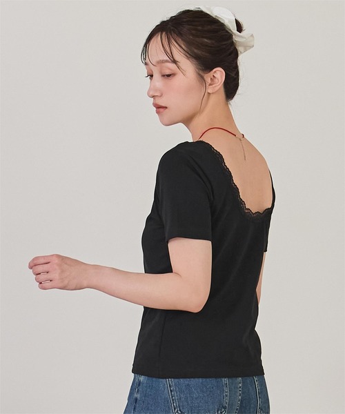 miette(ミエット)の「レース付きバックオープントップス(Tシャツ/カットソー・レディース・杢グレー/ブラック/オフホワイト・FREE)」の15枚目の写真