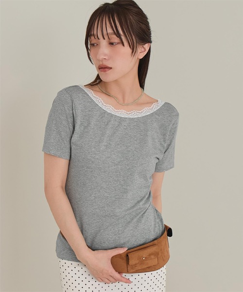 miette(ミエット)の「レース付きバックオープントップス(Tシャツ/カットソー・レディース・杢グレー/ブラック/オフホワイト・FREE)」の18枚目の写真