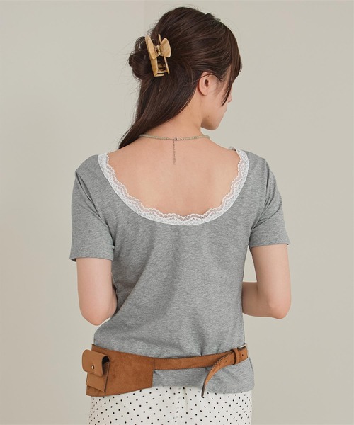 miette(ミエット)の「レース付きバックオープントップス(Tシャツ/カットソー・レディース・杢グレー/ブラック/オフホワイト・FREE)」の19枚目の写真