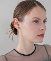 ピアス ロング ラインストーン」に該当するゴールド/金色系の