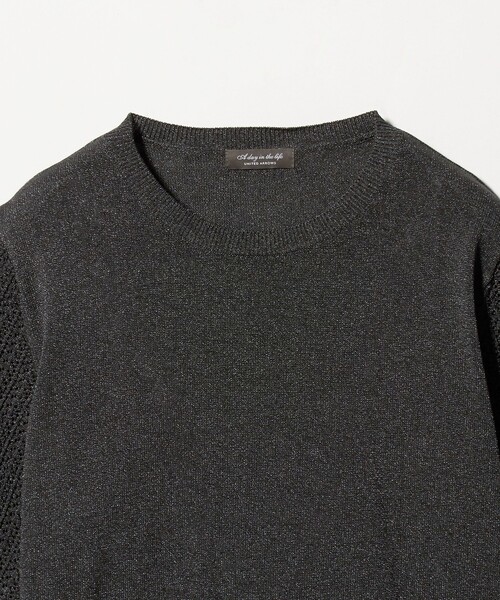 A DAY IN THE LIFE UNITED ARROWS(アデイインザライフユナイテッドアローズ)の「メッシュコンビ ショートスリーブニット ‐ウォッシャブル‐<A DAY IN THE LIFE>(ニット/セーター・レディース・ライトグレー/ダークグレー/イエロー/ロイヤルブルー/モカ/ピンク・FREE)」の7枚目の写真
