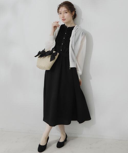 couture brooch(クチュールブローチ)の「【洗える】LEVITAジップアップフーディー(カーディガン/ボレロ・レディース・オフホワイト/サックスブルー/ブラック・42/40/38/36)」の15枚目の写真