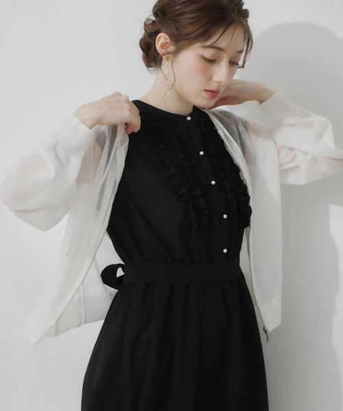 couture brooch(クチュールブローチ)の「【洗える】LEVITAジップアップフーディー(カーディガン/ボレロ・レディース・オフホワイト/サックスブルー/ブラック・42/40/38/36)」の16枚目の写真