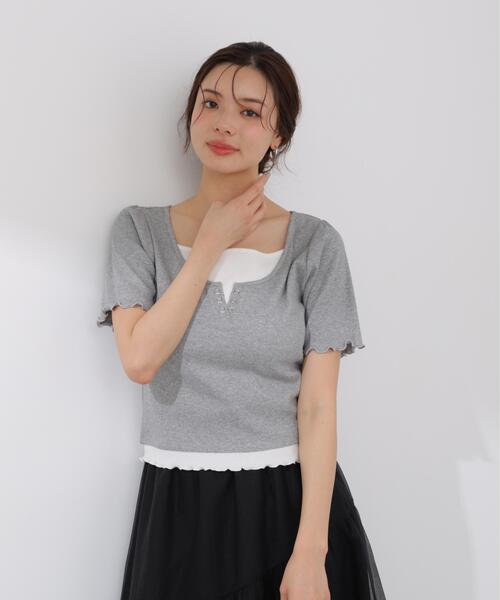 PROPORTION BODY DRESSING(プロポーションボディドレッシング)の「見せかけヘンリーネックカットソー / 1216160403(Tシャツ/カットソー・レディース・グレー系その他/ピンク/ホワイト・MEDIUM/SMALL)」の6枚目の写真