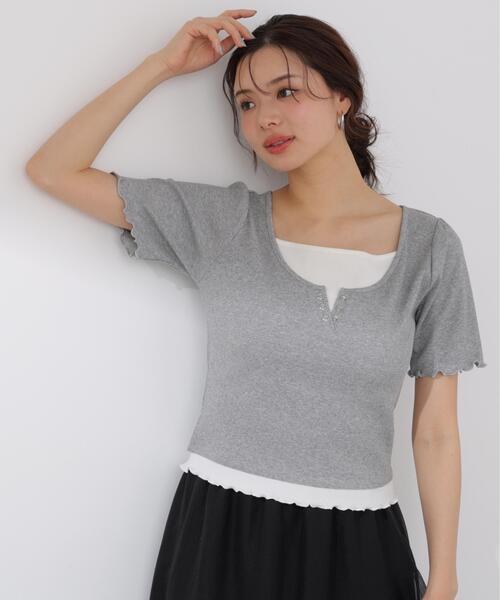 PROPORTION BODY DRESSING(プロポーションボディドレッシング)の「見せかけヘンリーネックカットソー / 1216160403(Tシャツ/カットソー・レディース・グレー系その他/ピンク/ホワイト・MEDIUM/SMALL)」の9枚目の写真