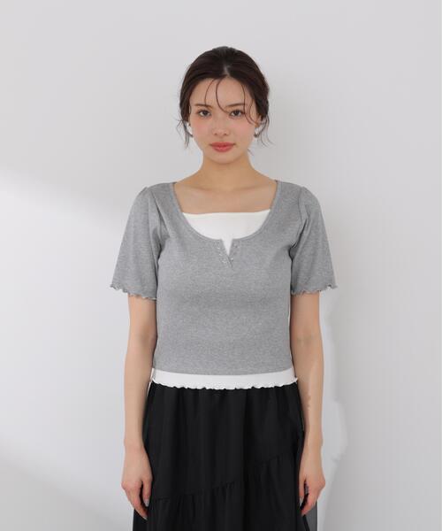 PROPORTION BODY DRESSING(プロポーションボディドレッシング)の「見せかけヘンリーネックカットソー / 1216160403(Tシャツ/カットソー・レディース・グレー系その他/ピンク/ホワイト・MEDIUM/SMALL)」の11枚目の写真