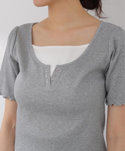 PROPORTION BODY DRESSING(プロポーションボディドレッシング)の「見せかけヘンリーネックカットソー / 1216160403(Tシャツ/カットソー・レディース・グレー系その他/ピンク/ホワイト・MEDIUM/SMALL)」の14枚目の写真