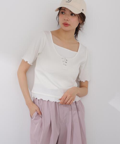 PROPORTION BODY DRESSING(プロポーションボディドレッシング)の「見せかけヘンリーネックカットソー / 1216160403(Tシャツ/カットソー・レディース・グレー系その他/ピンク/ホワイト・MEDIUM/SMALL)」の18枚目の写真