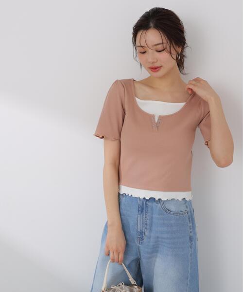PROPORTION BODY DRESSING(プロポーションボディドレッシング)の「見せかけヘンリーネックカットソー / 1216160403(Tシャツ/カットソー・レディース・グレー系その他/ピンク/ホワイト・MEDIUM/SMALL)」の10枚目の写真