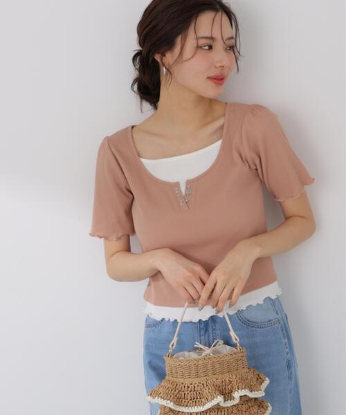 PROPORTION BODY DRESSING(プロポーションボディドレッシング)の「見せかけヘンリーネックカットソー / 1216160403(Tシャツ/カットソー・レディース・グレー系その他/ピンク/ホワイト・MEDIUM/SMALL)」の7枚目の写真