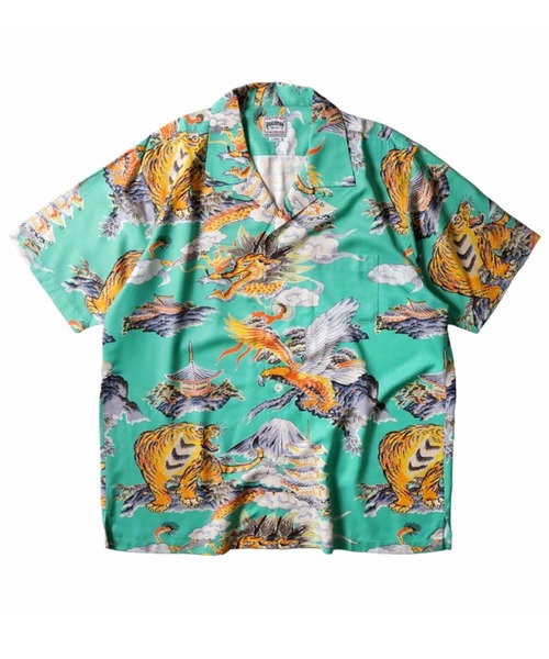 HOUSTON(ヒューストン)の「HOUSTON ヒューストン ALOHA SHIRT 三つ巴 アロハシャツ 半袖 / オープンカラーシャツ / 開襟シャツ(シャツ/ブラウス・メンズ・サックスブルー/ブラック/ミント・L/M/XL)」の7枚目の写真