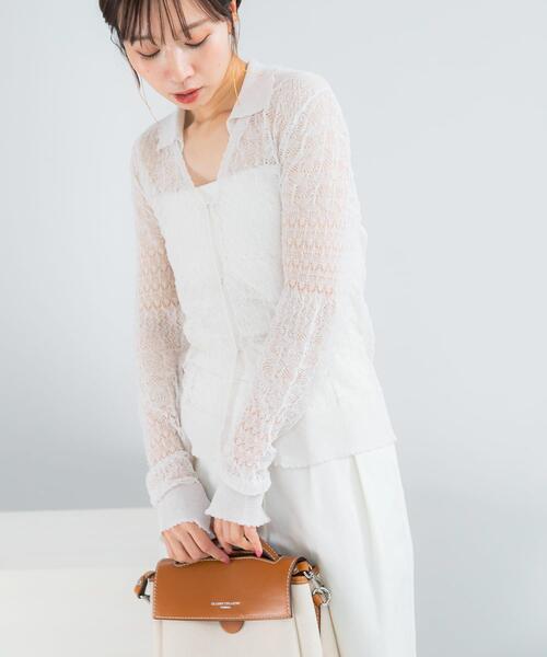 URBAN RESEARCH ROSSO WOMEN（アーバンリサーチ　ロッソ）の「リネン混クロシェニットカーディガン（カーディガン/ボレロ・レディース・グリーン系その他/ブラック/オフホワイト・FREE）」の6枚目の写真