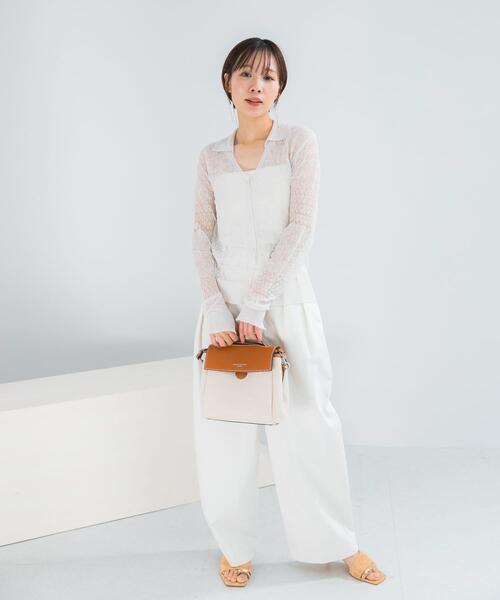 URBAN RESEARCH ROSSO WOMEN（アーバンリサーチ　ロッソ）の「リネン混クロシェニットカーディガン（カーディガン/ボレロ・レディース・グリーン系その他/ブラック/オフホワイト・FREE）」の9枚目の写真
