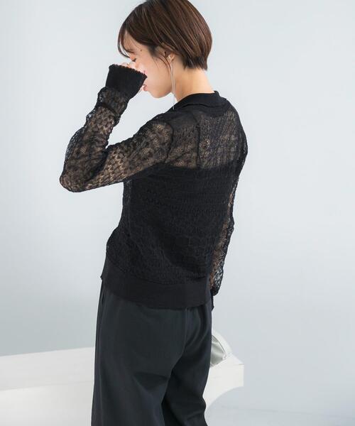 URBAN RESEARCH ROSSO WOMEN（アーバンリサーチ　ロッソ）の「リネン混クロシェニットカーディガン（カーディガン/ボレロ・レディース・グリーン系その他/ブラック/オフホワイト・FREE）」の14枚目の写真