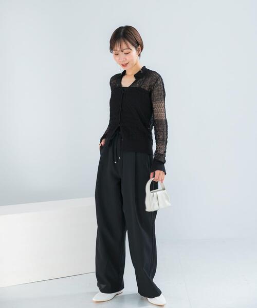 URBAN RESEARCH ROSSO WOMEN（アーバンリサーチ　ロッソ）の「リネン混クロシェニットカーディガン（カーディガン/ボレロ・レディース・グリーン系その他/ブラック/オフホワイト・FREE）」の16枚目の写真