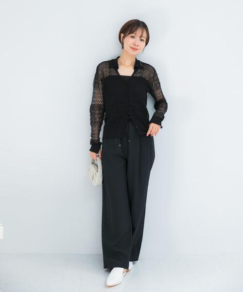 URBAN RESEARCH ROSSO WOMEN（アーバンリサーチ　ロッソ）の「リネン混クロシェニットカーディガン（カーディガン/ボレロ・レディース・グリーン系その他/ブラック/オフホワイト・FREE）」の17枚目の写真