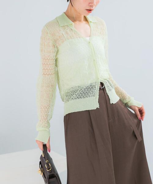 URBAN RESEARCH ROSSO WOMEN（アーバンリサーチ　ロッソ）の「リネン混クロシェニットカーディガン（カーディガン/ボレロ・レディース・グリーン系その他/ブラック/オフホワイト・FREE）」の20枚目の写真