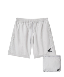 Nylon Wing Logo 7Inch Packable Beach Shorts Light Gray