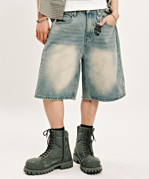 DWSE(ディーダブリューエスイー)の「サイドワンタックハーフパンツ(ウォッシュドブルー)(その他パンツ・メンズ・その他・SMALL/MEDIUM/LARGE/X-LARGE/2XL)」の1枚目の写真