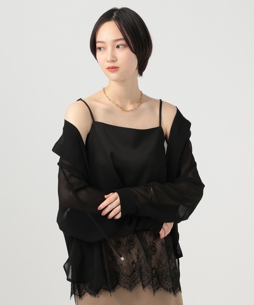 BAYFLOW（ベイフロー）の「[長さ調整可/トレンドアイテム]サテン裾レースキャミ（キャミソール・レディース・アイボリー/ブラック/オフホワイト・FREE）」の15枚目の写真