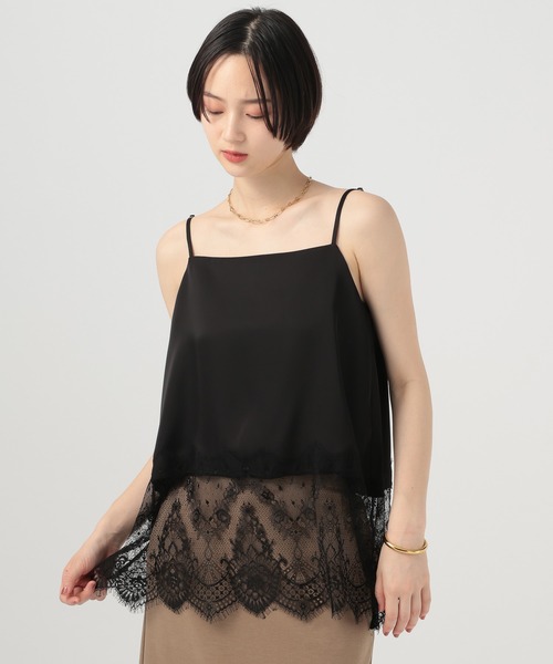 BAYFLOW（ベイフロー）の「[長さ調整可/トレンドアイテム]サテン裾レースキャミ（キャミソール・レディース・アイボリー/ブラック/オフホワイト・FREE）」の18枚目の写真