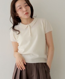 【cheriella】半袖ポロニットトップス SHORT SLEEVE POLO KNIT TOP