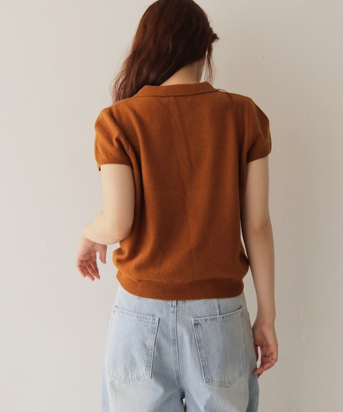 cheriella(シェリエラ)の「【cheriella】半袖ポロニットトップス SHORT SLEEVE POLO KNIT TOP(ポロシャツ・レディース・ブラウン/チャコールグレー/アイボリー・FREE)」の8枚目の写真