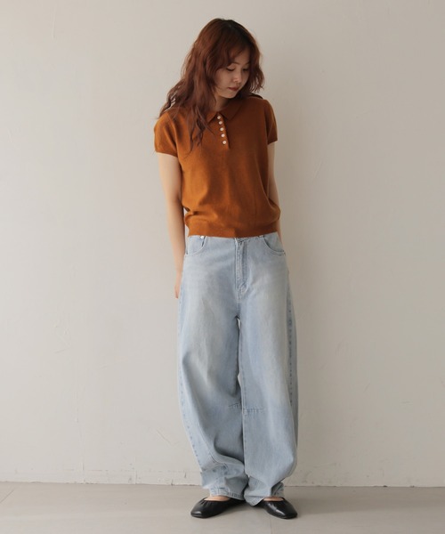 cheriella(シェリエラ)の「【cheriella】半袖ポロニットトップス SHORT SLEEVE POLO KNIT TOP(ポロシャツ・レディース・ブラウン/チャコールグレー/アイボリー・FREE)」の9枚目の写真