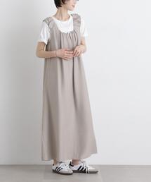 ギャザースリーブフレアワンピース