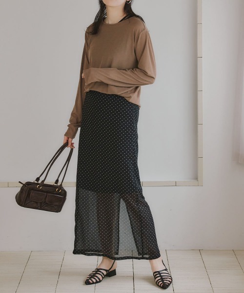 slattgir(スラットジール)の「高身長 シアードットロングスカート(トールサイズ)Essenave(スカート・レディース・ブラック/ネイビー・TM/TL/TLL/T3L)」の4枚目の写真
