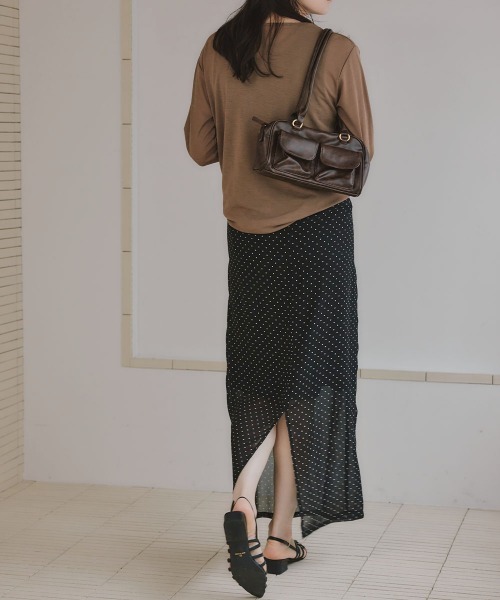 slattgir(スラットジール)の「高身長 シアードットロングスカート(トールサイズ)Essenave(スカート・レディース・ブラック/ネイビー・TM/TL/TLL/T3L)」の7枚目の写真