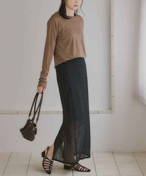 slattgir(スラットジール)の「高身長 シアードットロングスカート(トールサイズ)Essenave(スカート・レディース・ブラック/ネイビー・TM/TL/TLL/T3L)」の8枚目の写真