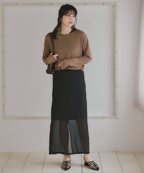 slattgir(スラットジール)の「高身長 シアードットロングスカート(トールサイズ)Essenave(スカート・レディース・ブラック/ネイビー・TM/TL/TLL/T3L)」の5枚目の写真