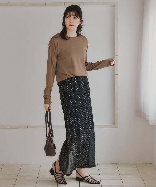 slattgir(スラットジール)の「高身長 シアードットロングスカート(トールサイズ)Essenave(スカート・レディース・ブラック/ネイビー・TM/TL/TLL/T3L)」の6枚目の写真