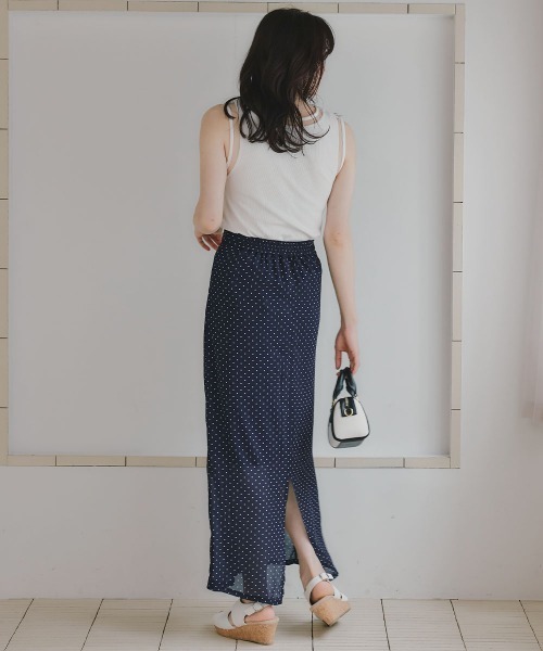 slattgir(スラットジール)の「高身長 シアードットロングスカート(トールサイズ)Essenave(スカート・レディース・ブラック/ネイビー・TM/TL/TLL/T3L)」の12枚目の写真