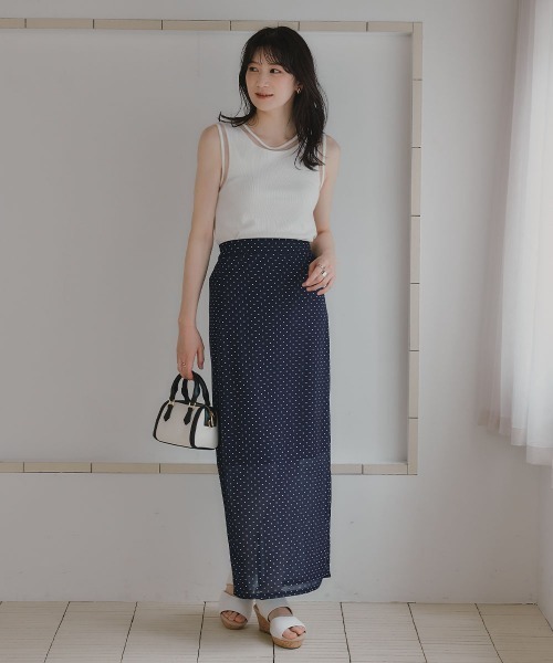 slattgir(スラットジール)の「高身長 シアードットロングスカート(トールサイズ)Essenave(スカート・レディース・ブラック/ネイビー・TM/TL/TLL/T3L)」の13枚目の写真