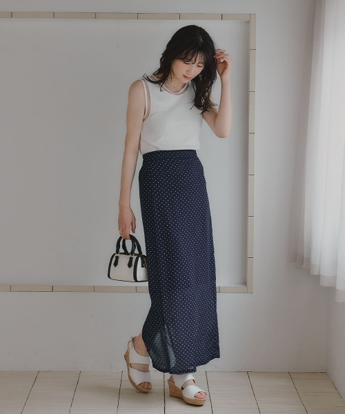 slattgir(スラットジール)の「高身長 シアードットロングスカート(トールサイズ)Essenave(スカート・レディース・ブラック/ネイビー・TM/TL/TLL/T3L)」の14枚目の写真