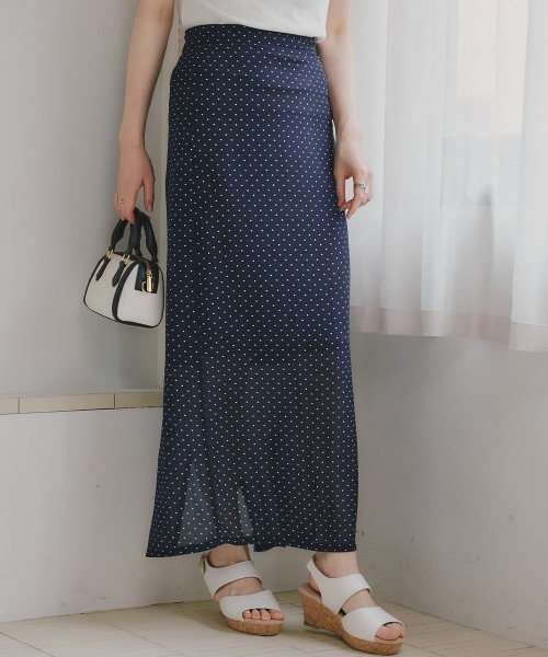 slattgir(スラットジール)の「高身長 シアードットロングスカート(トールサイズ)Essenave(スカート・レディース・ブラック/ネイビー・TM/TL/TLL/T3L)」の9枚目の写真