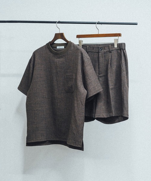 le cercle ADAM ET ROPE'(ルセルクルアダムエロペ)の「メランジサーフェイスワイドショーツ/セットアップ対応/イージーケア(その他パンツ・メンズ・ダークブラウン/チャコールグレー・LL/M/L)」の4枚目の写真