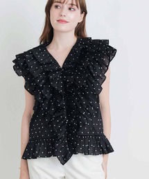 PICCIN PERLA | フリルドットブラウス(Tシャツ/カットソー)