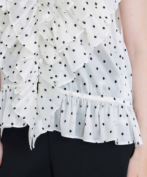 PICCIN PERLA（ピッチンペルラ）の「フリルドットブラウス（Tシャツ/カットソー・レディース・ブラック系その他/ホワイト系その他・M）」の8枚目の写真