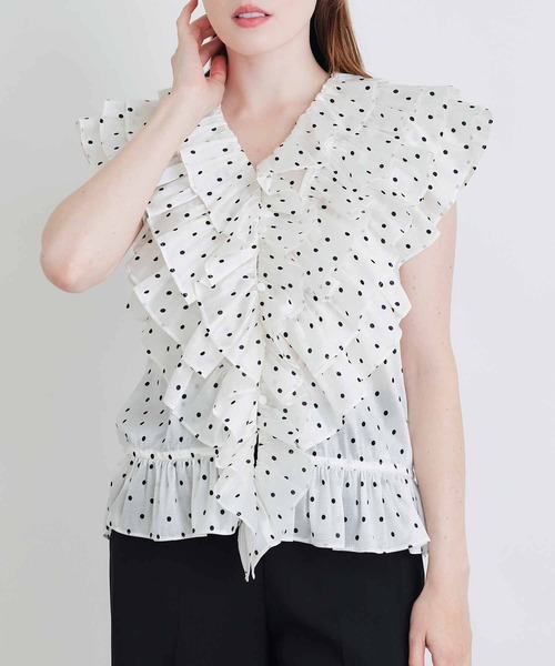 PICCIN PERLA（ピッチンペルラ）の「フリルドットブラウス（Tシャツ/カットソー・レディース・ブラック系その他/ホワイト系その他・M）」の11枚目の写真