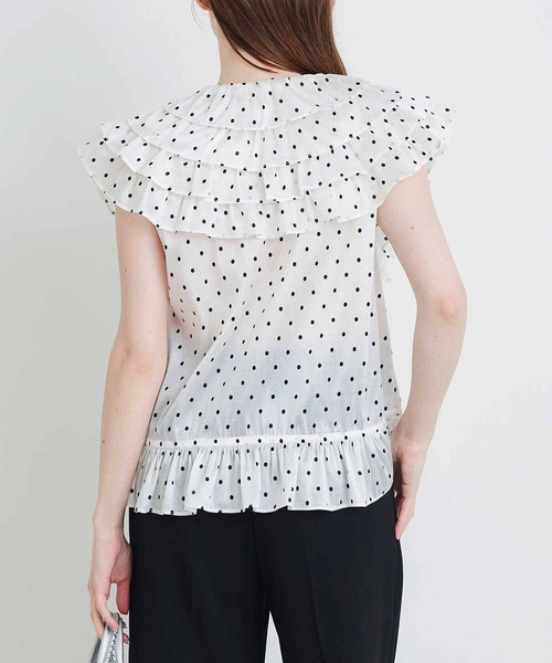 PICCIN PERLA（ピッチンペルラ）の「フリルドットブラウス（Tシャツ/カットソー・レディース・ブラック系その他/ホワイト系その他・M）」の13枚目の写真