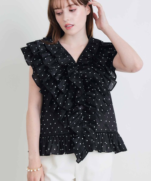 PICCIN PERLA（ピッチンペルラ）の「フリルドットブラウス（Tシャツ/カットソー・レディース・ブラック系その他/ホワイト系その他・M）」の18枚目の写真