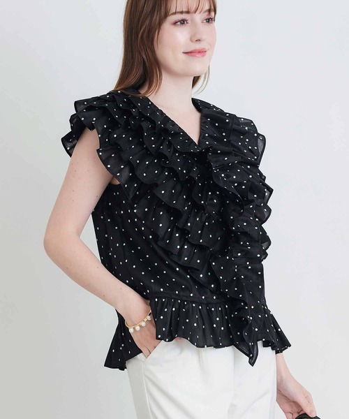 PICCIN PERLA（ピッチンペルラ）の「フリルドットブラウス（Tシャツ/カットソー・レディース・ブラック系その他/ホワイト系その他・M）」の19枚目の写真