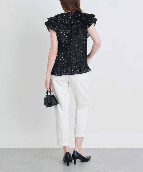PICCIN PERLA（ピッチンペルラ）の「フリルドットブラウス（Tシャツ/カットソー・レディース・ブラック系その他/ホワイト系その他・M）」の3枚目の写真