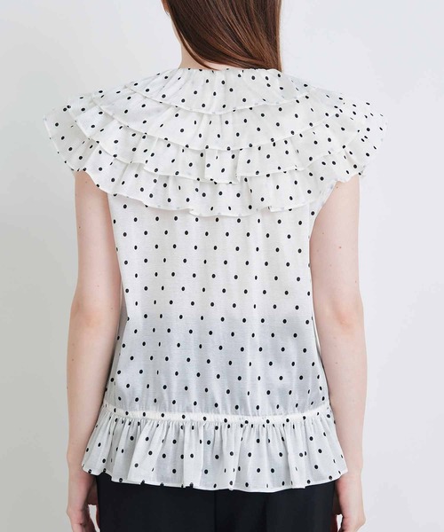 PICCIN PERLA（ピッチンペルラ）の「フリルドットブラウス（Tシャツ/カットソー・レディース・ブラック系その他/ホワイト系その他・M）」の7枚目の写真