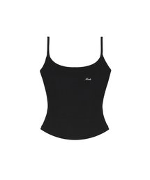 RIBBED LOGO CAMI TOP_BLACK